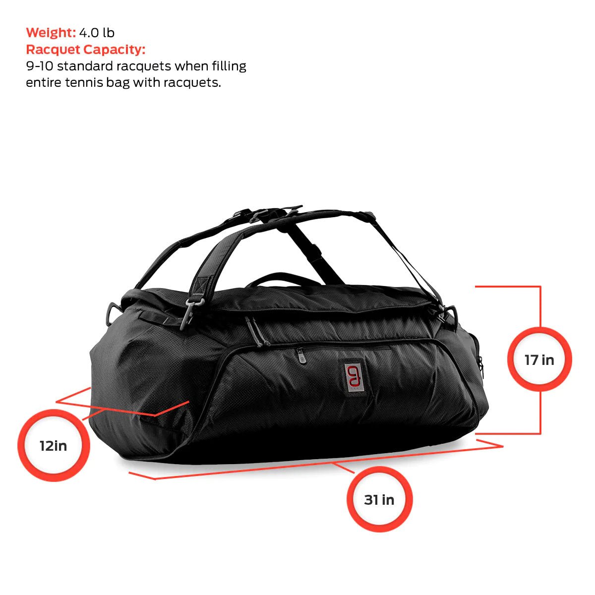 Geau Sport Axiom Duffel Bag – 9 Pack Geau Sport 9 racket bag axiom bag black tennis bag black tennis racket bag durable tennis racket bag geau sport tennis bag tennis racket bag